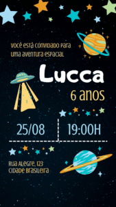convite astronauta para editar grátis