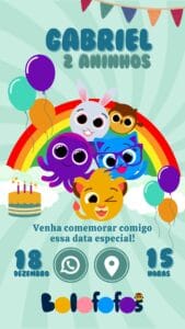 convite bolofofos para editar grátis canva