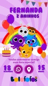 convite bolofofos para editar grátis canva