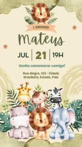 convite-safari-para-editar-grátis-menina