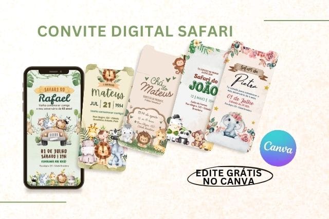 convite safari para editar